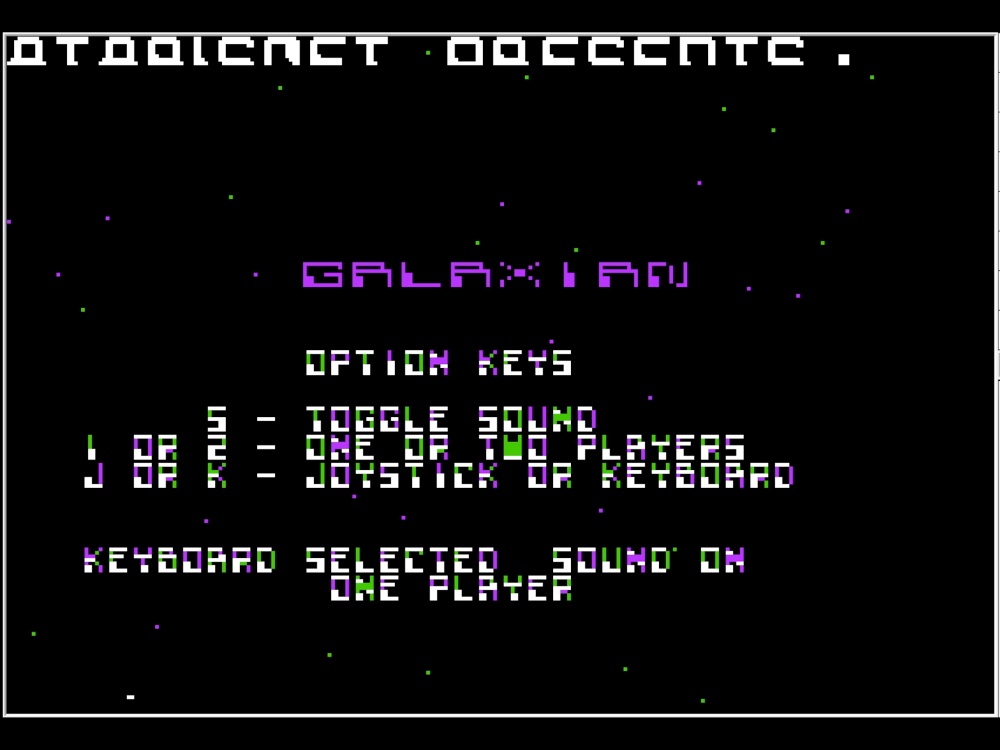 Title Screen of Galaxian for Apple II